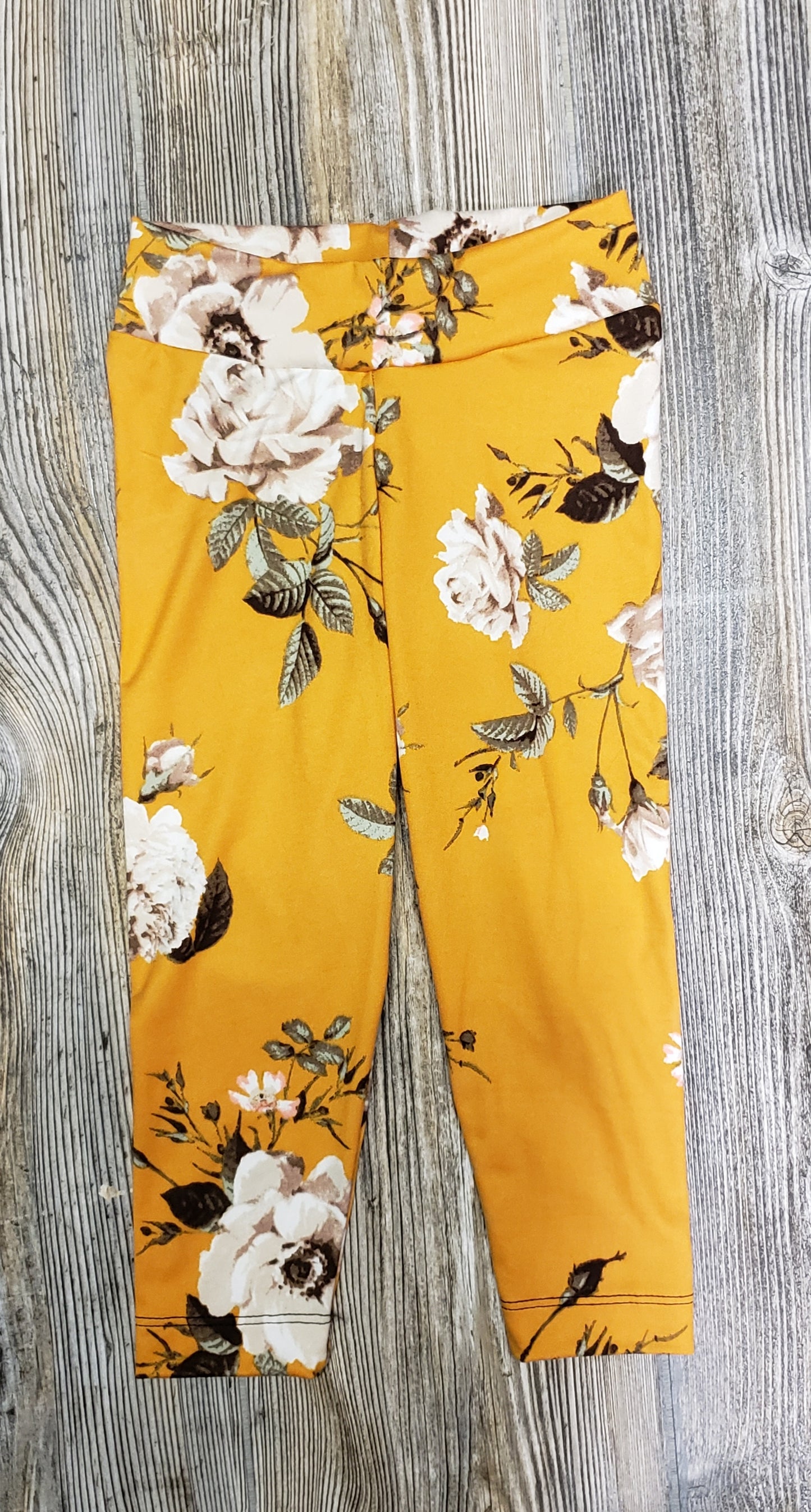 Orange mustard floral leggings