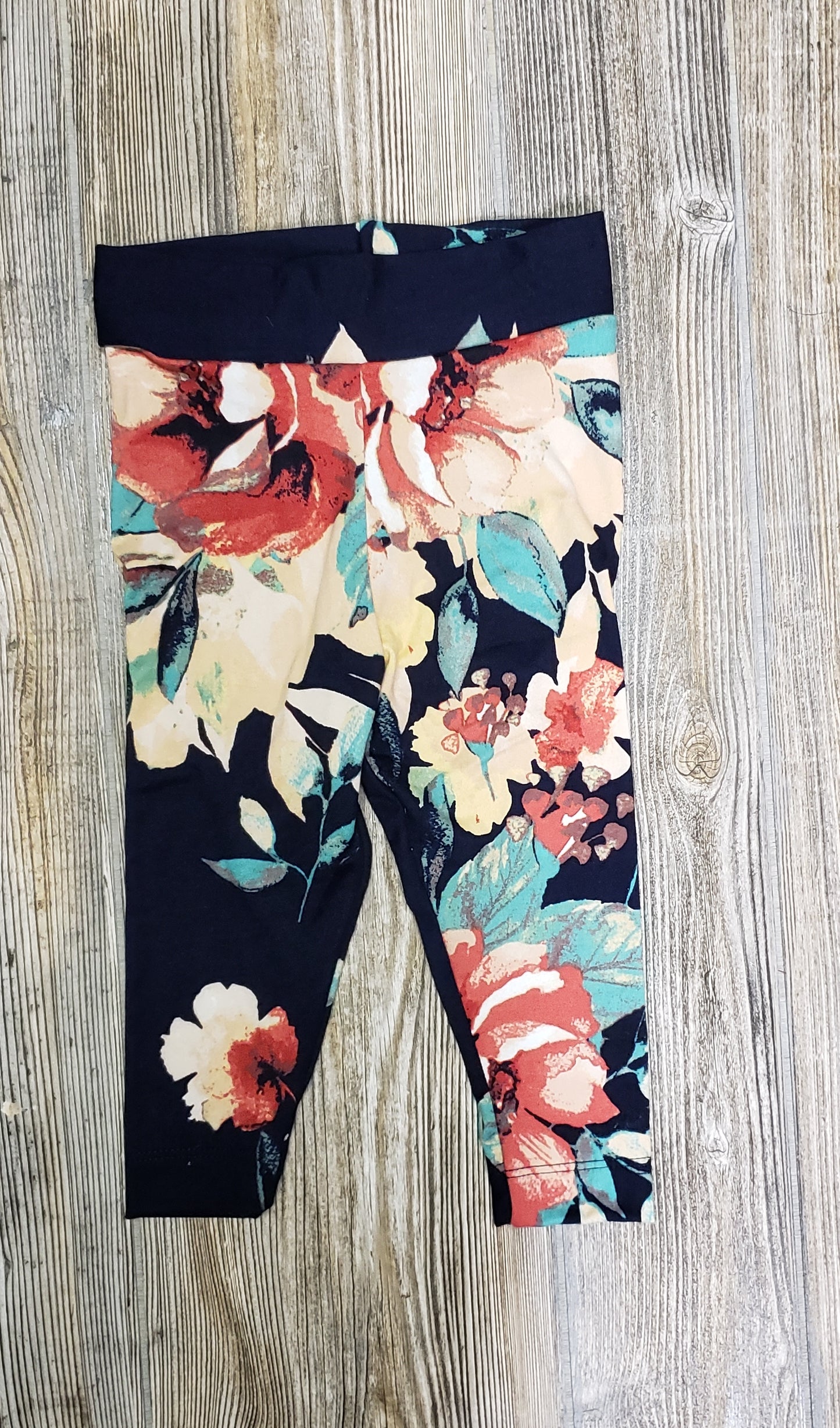 Navy blue floral leggings