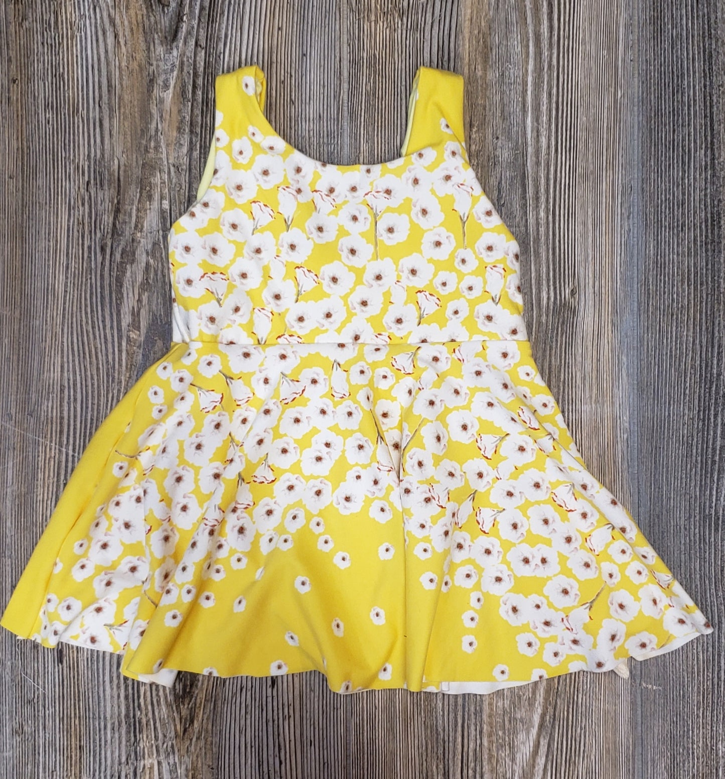 6Mo Bright yellow flower peplum