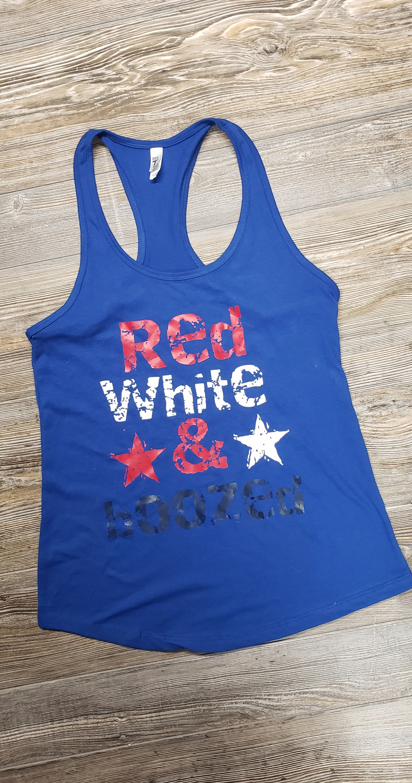 Red, white & boozed racerback tank