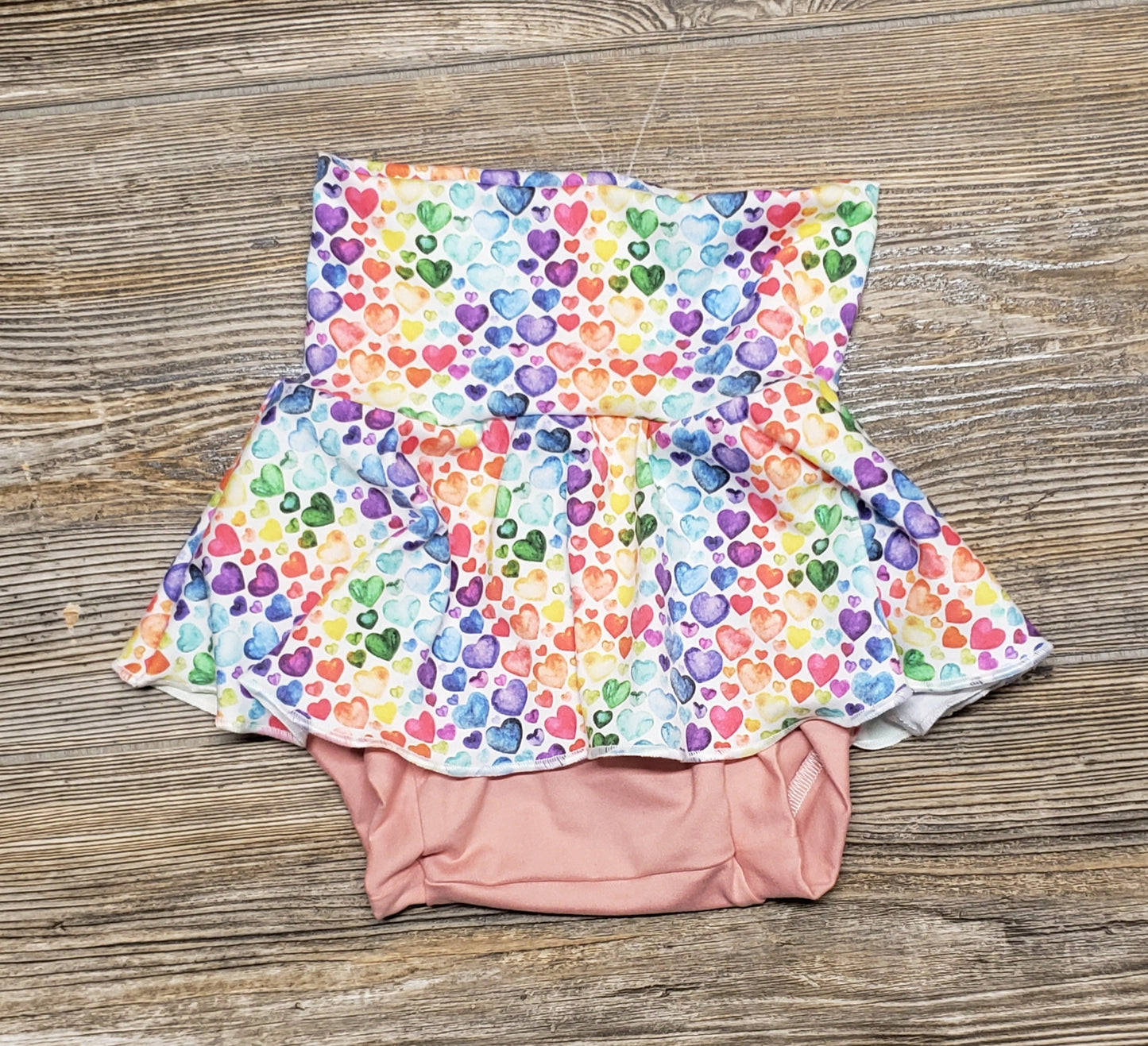 Rainbow hearts bummies