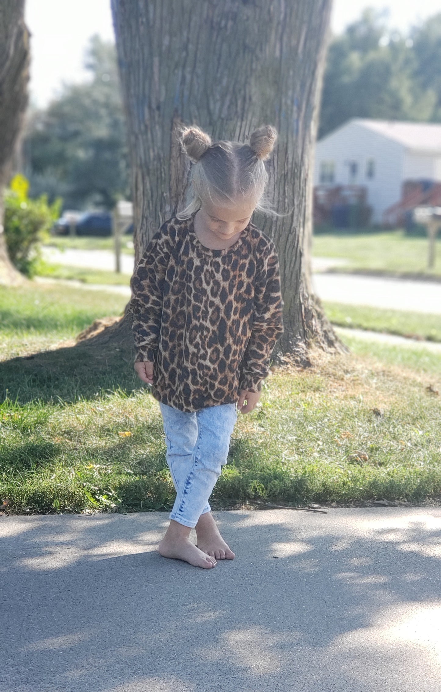 Leopard waffle knit oversized sweater