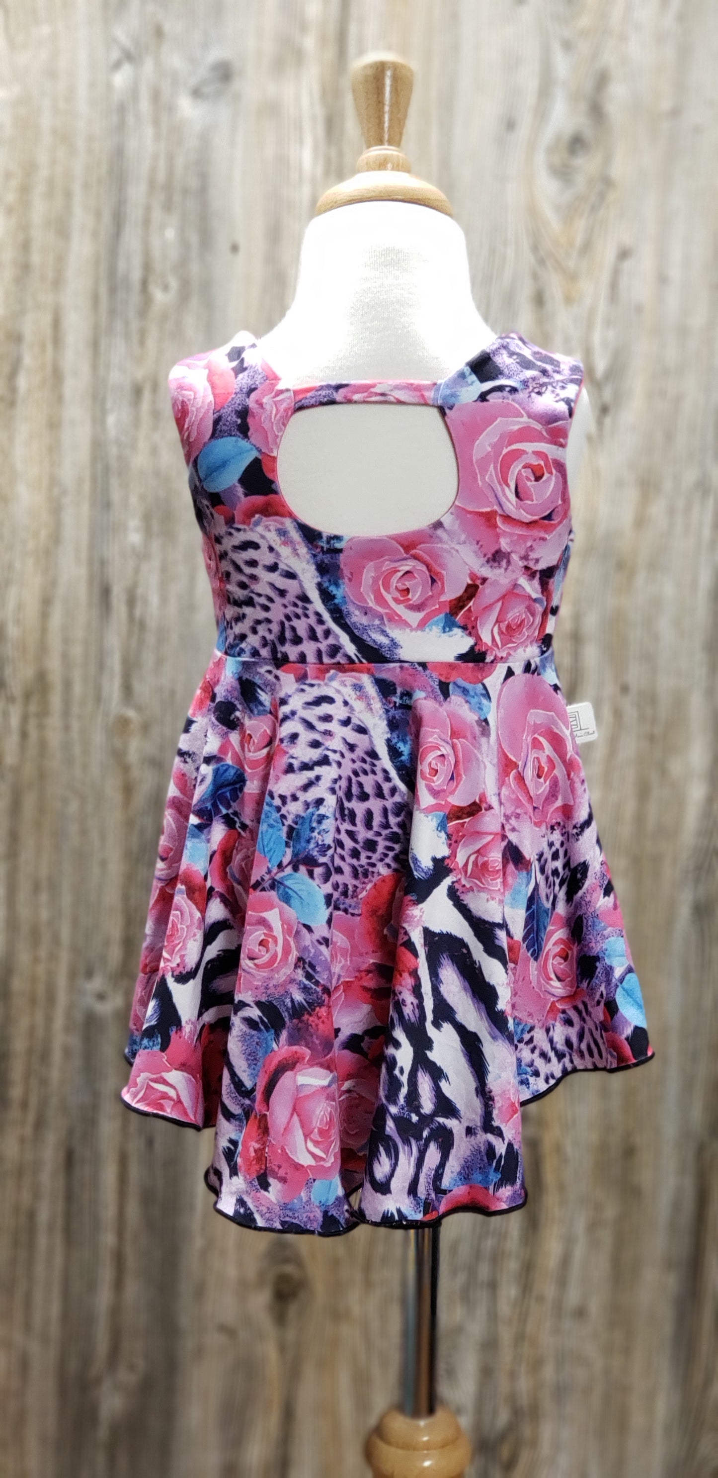 Pink floral animal print high low dress