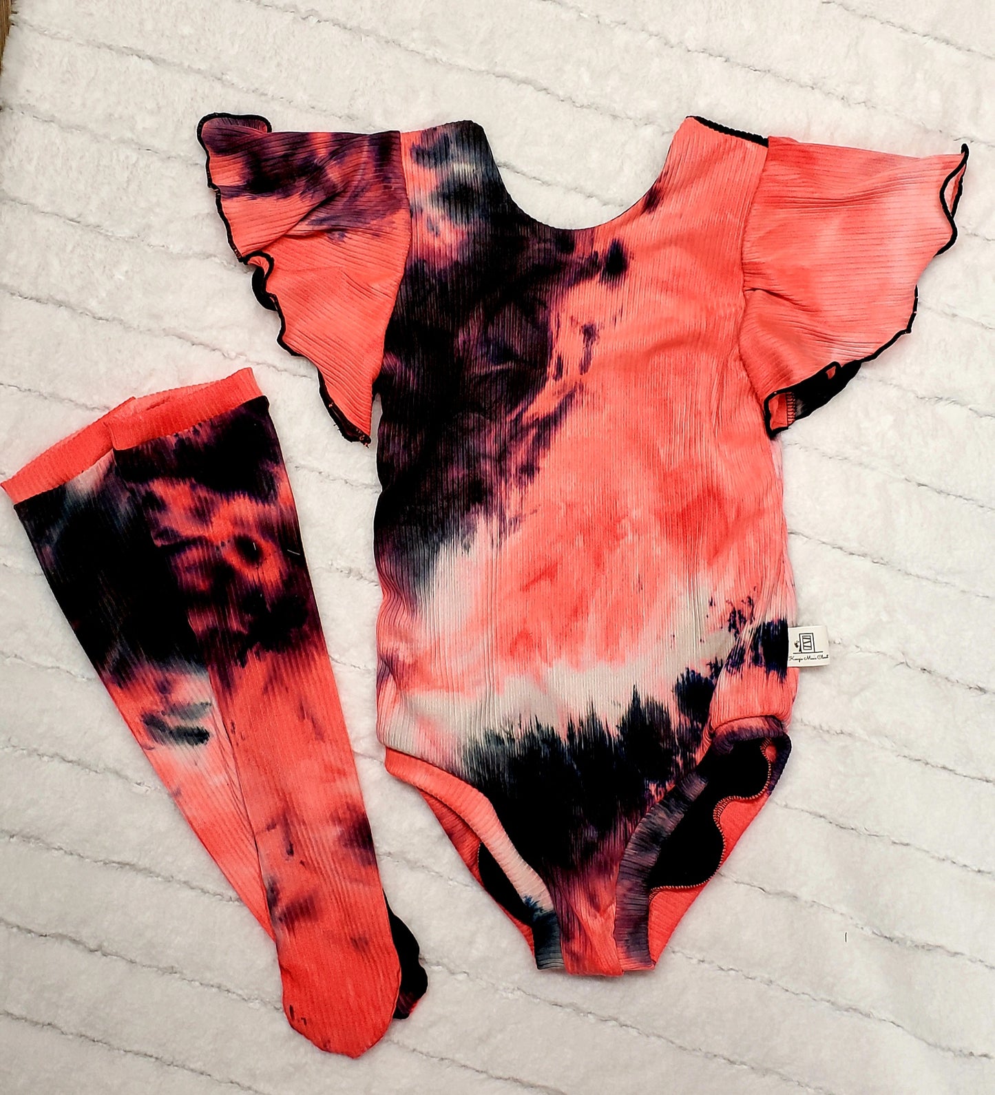 Black Cherry flutter sleeve leo and knee high