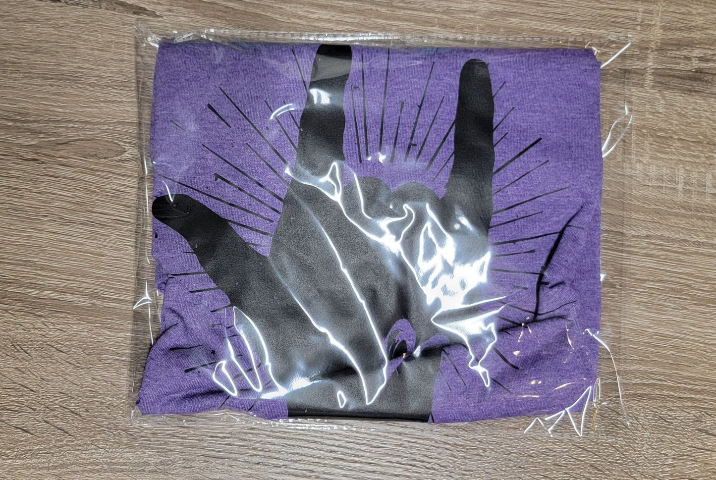 Large purple ILY black screen print