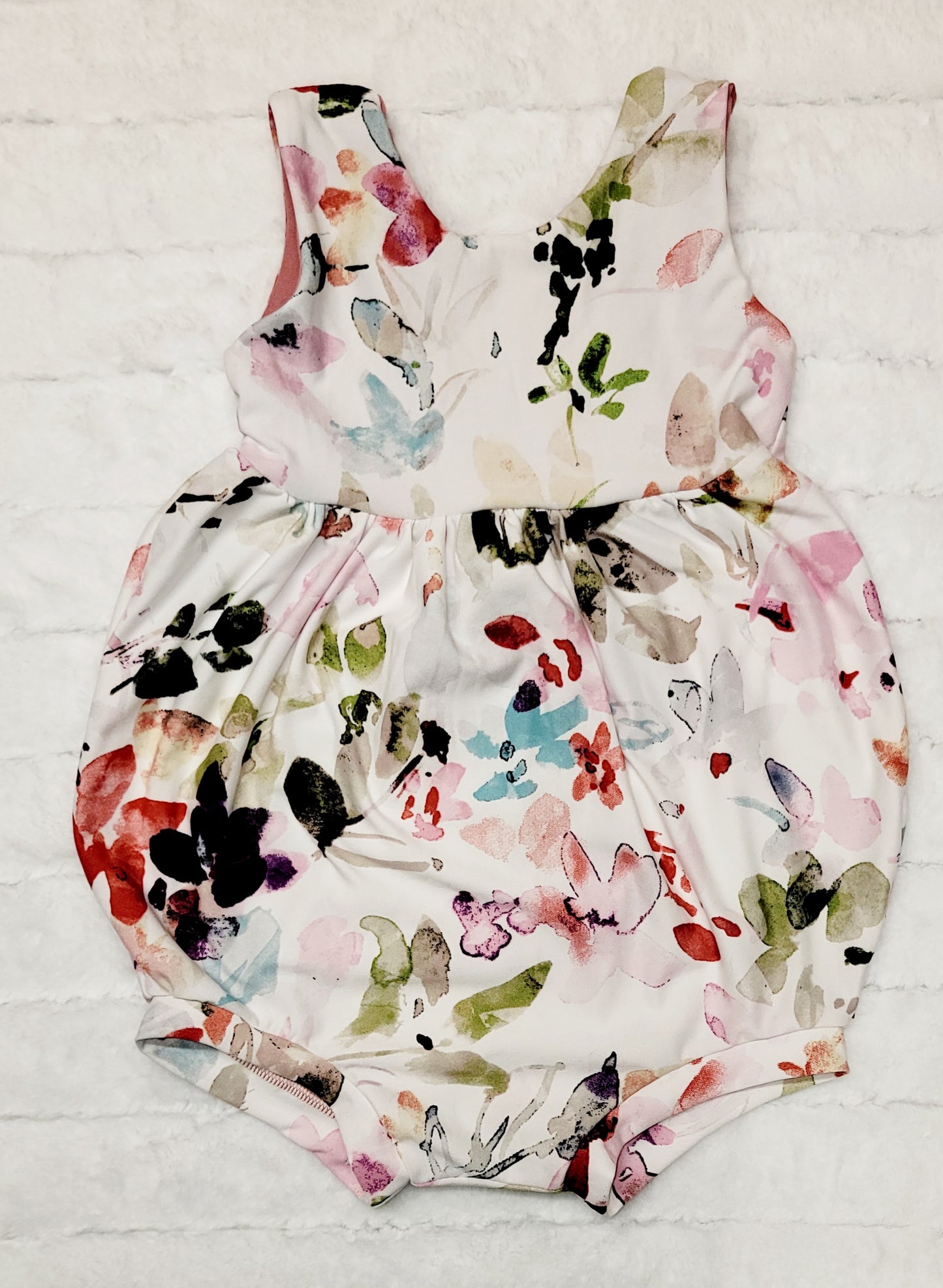 Watercolor floral bubble romper