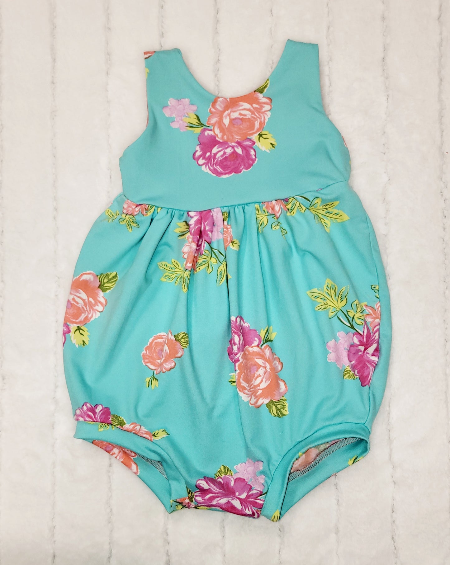 Blue floral bubble romper