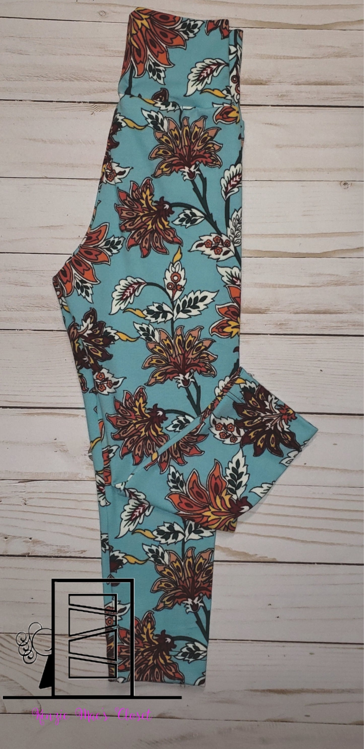 Blue wild flower leggings Size 2/3