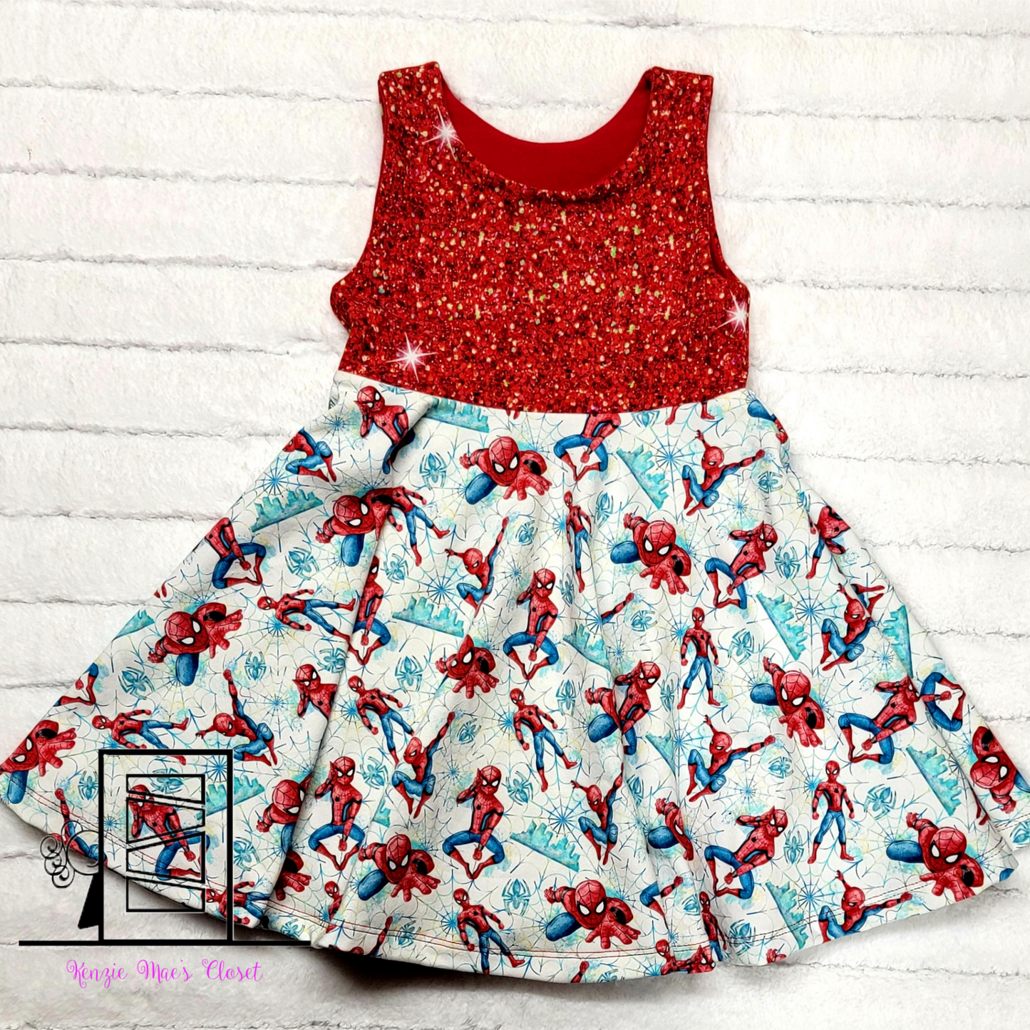 Red sparkle web guy dress 3t