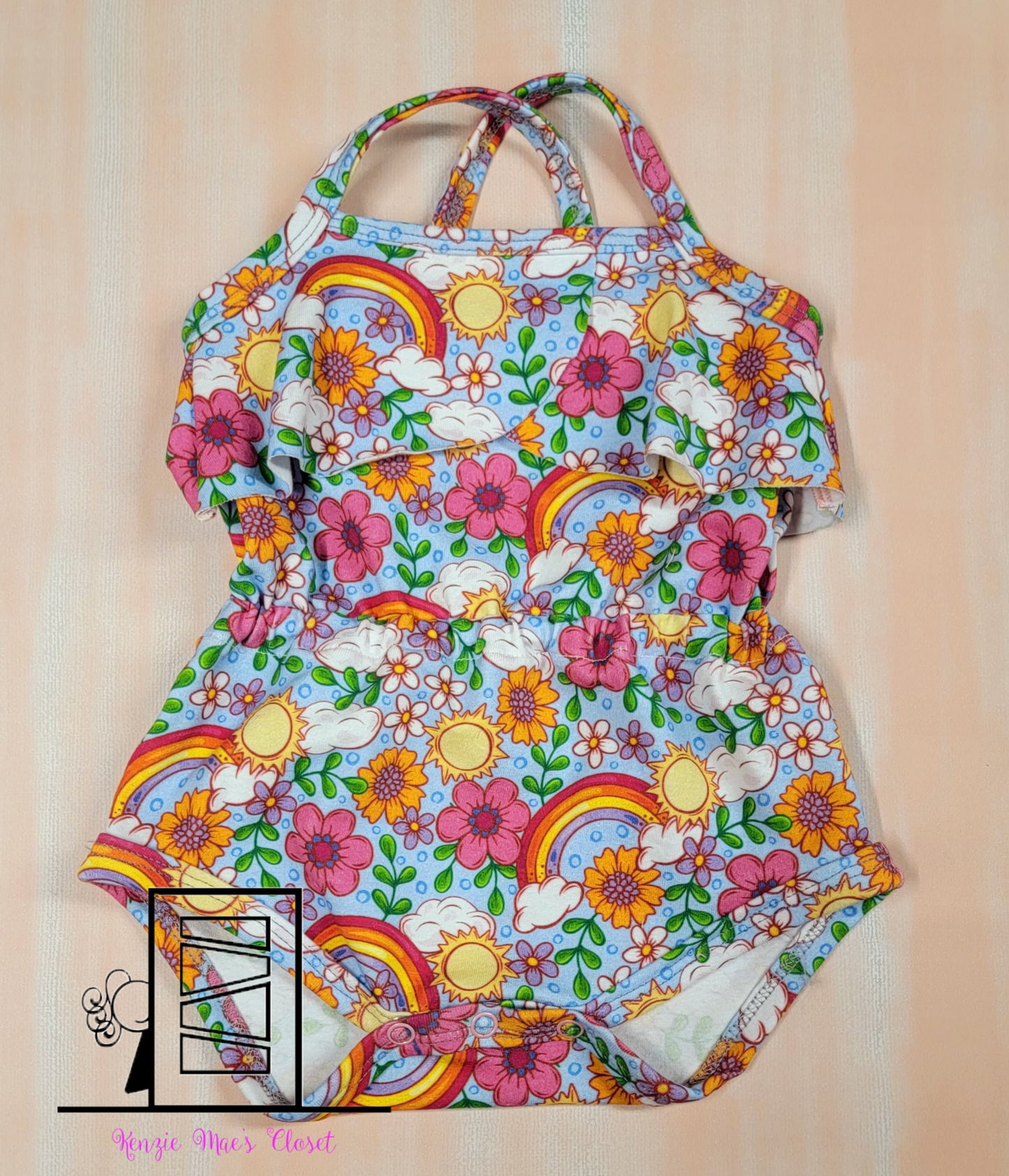Spring rainbows flounce romper