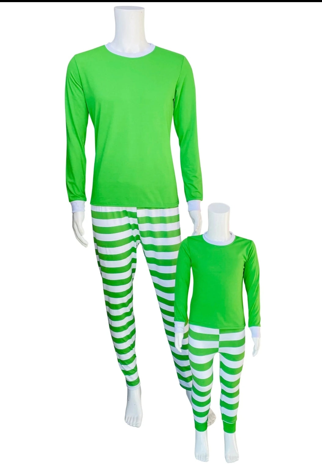 Green & white stripe jammies