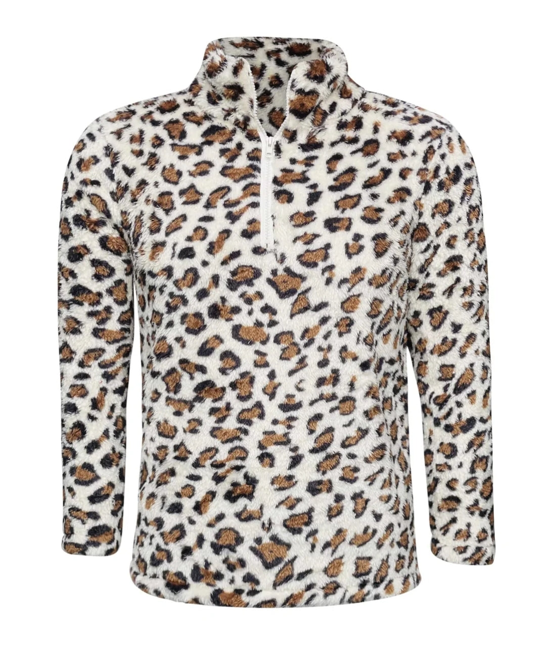 White sherpa cheeta sweater