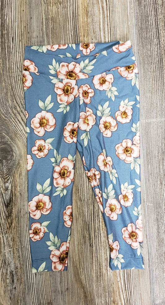 Soft blue and pink flower leggings