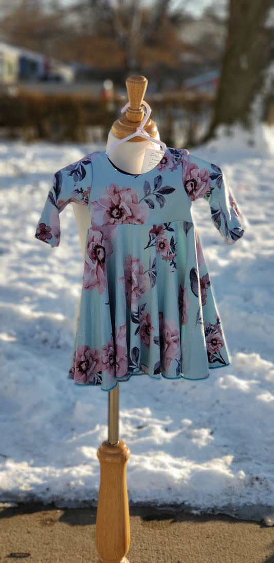 3-6 month sky blue floral dress