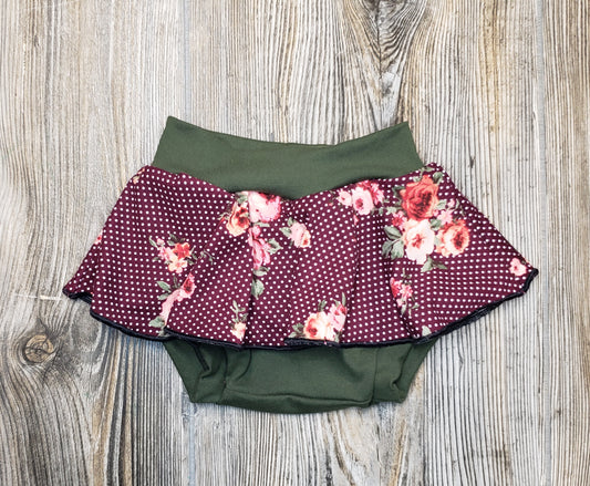 6 mo Maroon and green floral bummies