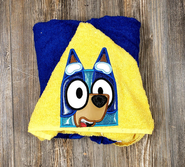 Blue dog hooded towel