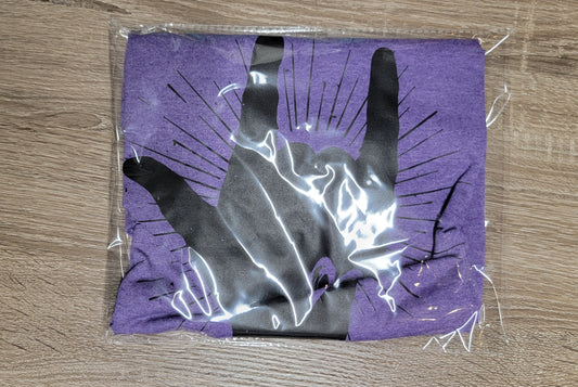 Large purple ILY black screen print