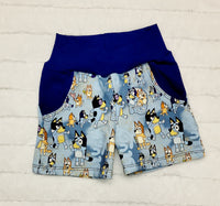 Blue dog shorts