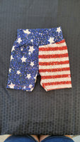 Faux glitter flag biker shorts-4T