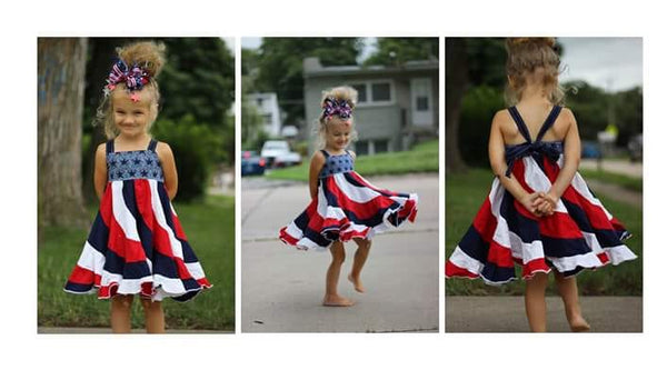 Red, white and blue Swirl Dress
