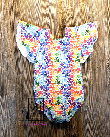 Rainbow hearts Leo-baby sizes