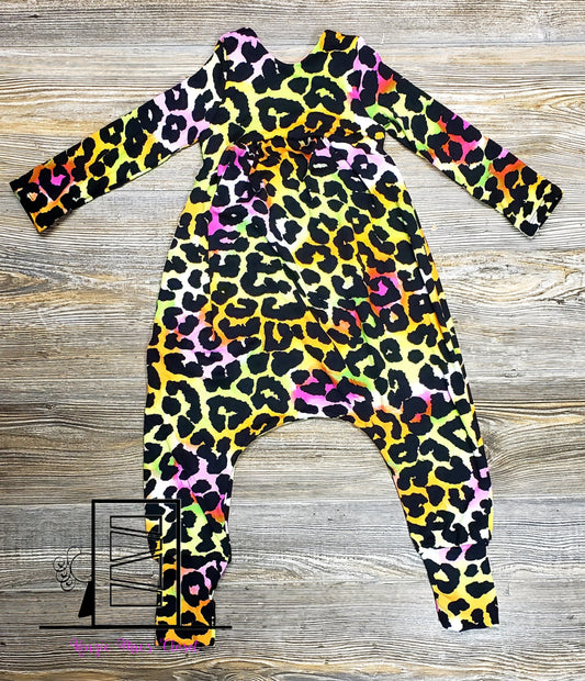 Black neon cheetah print allycat romper-2T