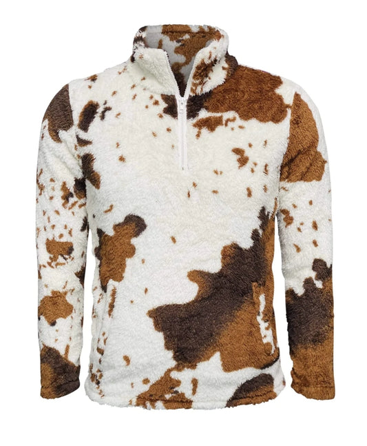 Sherpa brownand white cow print
