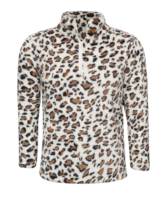 White sherpa cheeta sweater